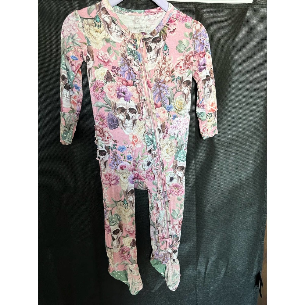 Posh peanut cordelia footie 6-9m pj pajamas skull Halloween